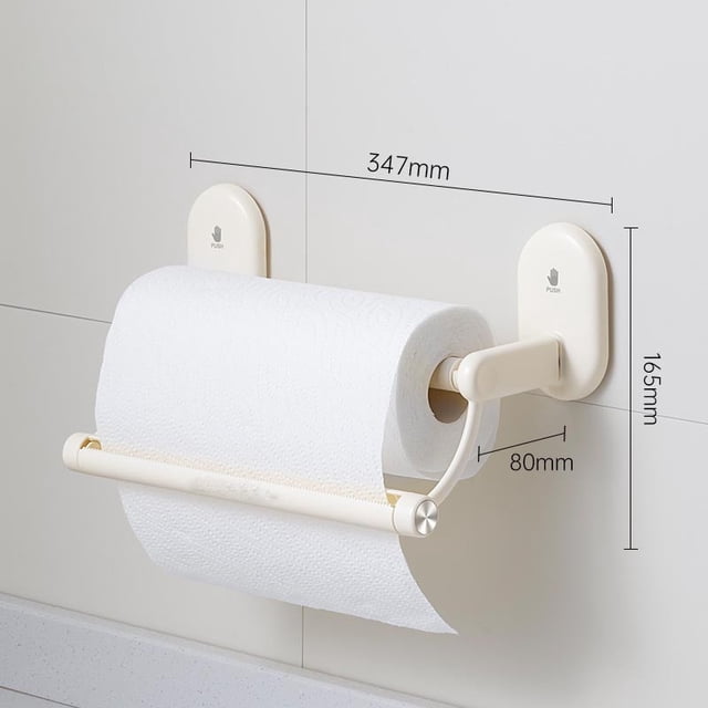 Portador de Toalla de Papel de Cocina Montado en la Pared Del Soporte de Tejido de la Copa de Succión, sin Necesidad de Perforación, Puede Ser Desgarrado con una Mano, Puede Almacenar Película Y Lámin