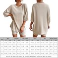 thumbnail image 2 of Bermudas Blusa de mujer Top Shorts Set 2 piezas Ladies Tops Shorts Set Casual Lady Chándal Ygjytge Beige T XL para Mujer, 2 of 9