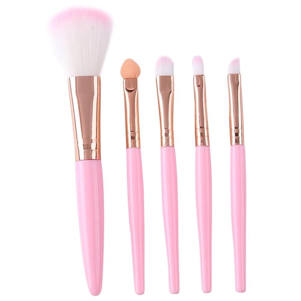 Kuymtek Juego Brochas Maquillaje Portátil 5 Uds Brocha para Base Sombra Ojos Nailon Suave (rosa)