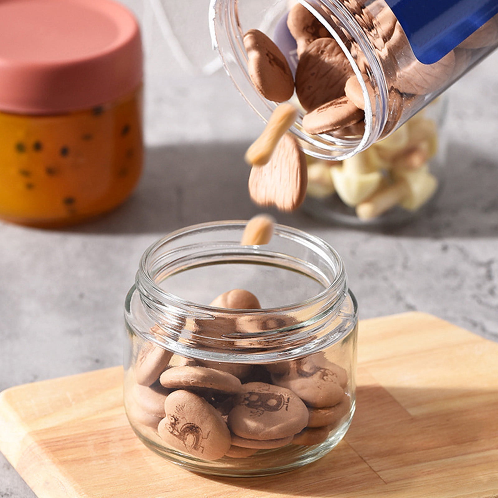 Lot De 8 Bocaux En Plastique De 946 Ml Avec Couvercles à Large Ouverture - En Plastique Transparent - De Qualité Alimentaire - Sans BPA - Pour La