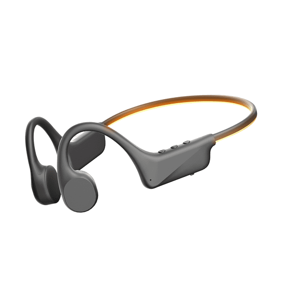 UouNeaCo Open-Ear Bone Conduction Headphones with Safety Light, Wireless Sport Headset for Night Running & Cycling, 10-12H Playtime