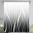 thumbnail image 5 of FRAMICS 15-Piece Ombre Black Shower Curtain Sets with Rugs, Waterproof Fabric Striped Gradient Bathroom Sets, 72" x 72", 5 of 10