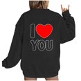 thumbnail image 2 of Jsaierl Sweatshirts à Manches Longues pour Femmes Saint-Valentin Mignons Cœur Graphique Tops Imprimé Lettre Pullovers Surdimensionnés Décontractés Col Rond Ample, 2 of 4