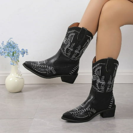 

Women s Ribbed Platform Boots Round Toe High Heel Casual Boots Long Shaft Boots