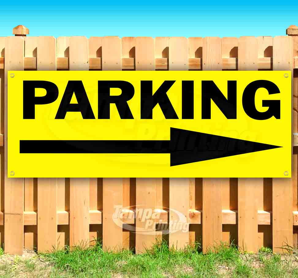 PARKING 13 oz heavy duty vinyl banner sign with metal grommets, new