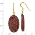 thumbnail image 4 of Sterling Silver Gold-Plated Brown Jasper Dangle Earrings (Width 20) (Length 49.65) - Jbsp, 4 of 5