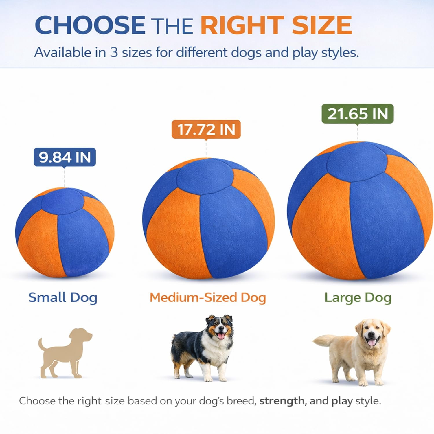 Calming Jumbo Ball for Dogs, Giant Interactive Dog Ball with Straps, Durable Inflatable Exercise Toy for Boredom Relief, Training, Outdoor Play and Energy Release