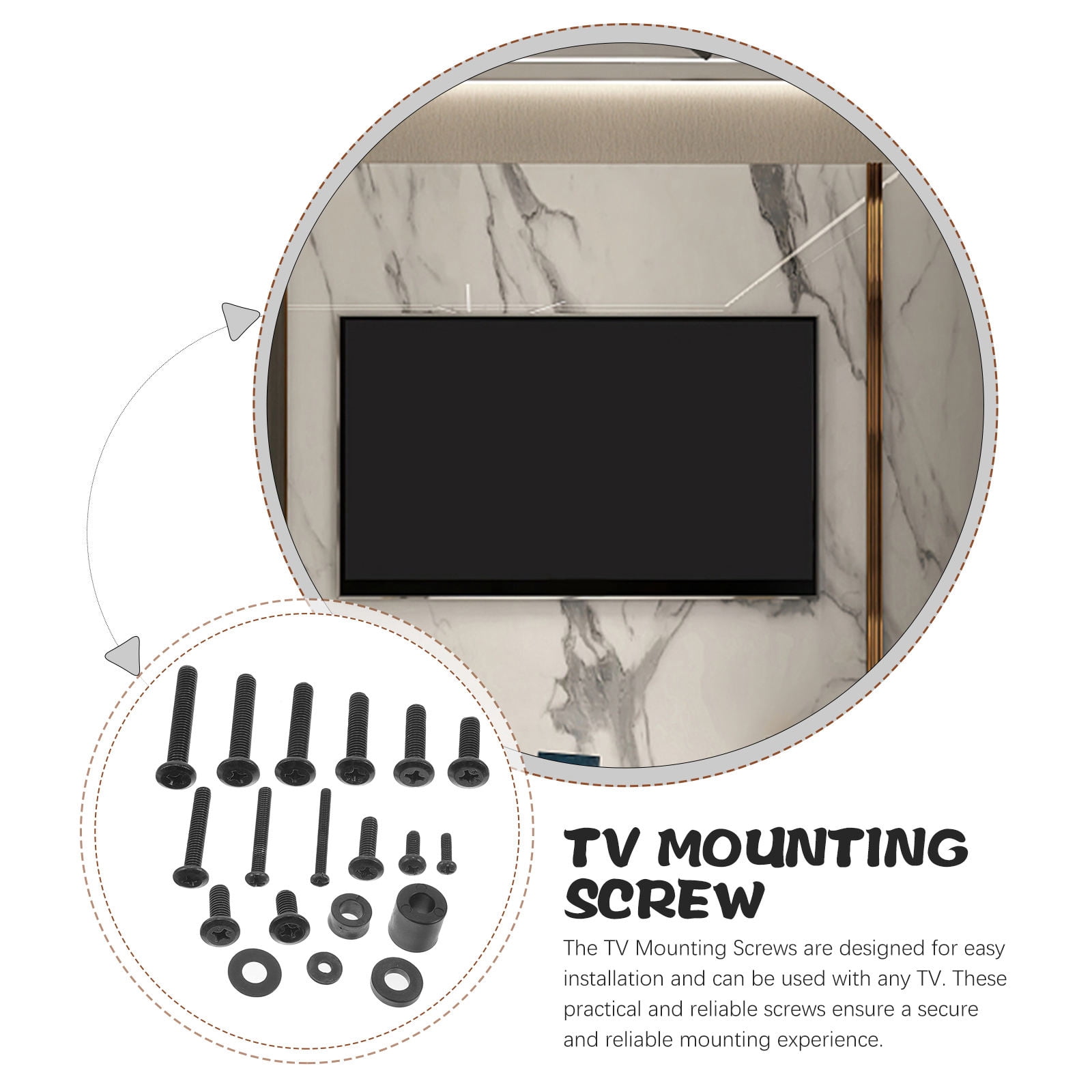 Supvox Heavy Duty Black TV Wall Mount Screws Set for Secure and Easy Bracket Installation with Hardware
