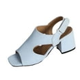 thumbnail image 2 of Womens Ladies Low Mid Wedge Heel Peep Toe Ankle Strap Smart Casual Evening Sandals Sky Blue 7, 2 of 7