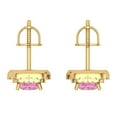 thumbnail image 4 of 1.73 ct Screw-Back Stud Earrings for Women | 5mm Princess Cut Simulated Pink Diamond | 14K Yellow Gold, 4 of 5