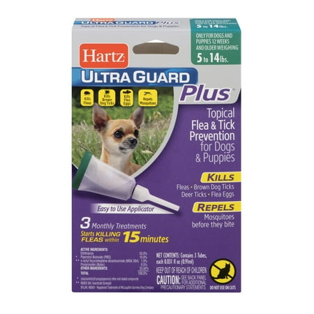 Hartz UltraGuard Plus Flea and Tick Drops for Small Dogs, 3 Monthly Treatments