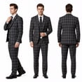 thumbnail image 2 of Beauty-Emily Men's Plaid Suit Set, 3 Pcs Single Breasted Peak Lapel Blazer Vest & Pants, Slim Fit Formal Wear for Wedding, Prom & Party, 2 of 12