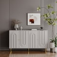 thumbnail image 4 of Modern Gray Lacquered Wooden 4-Door Storage Cabinet, Sideboard Buffet Server for Living Room, Entryway, Hallway, Kitchen, Dining Room & Office Organizer, 4 of 9