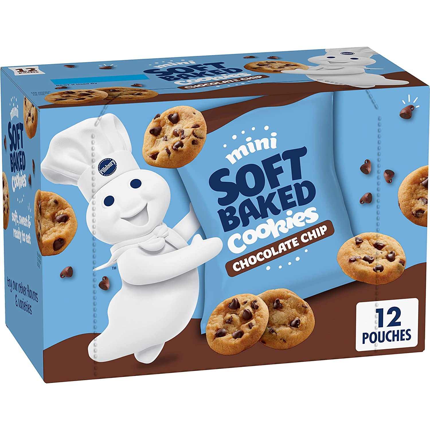 Pillsbury Mini Soft Baked Cookies Chocolate Chip Snack Bags 12 ct