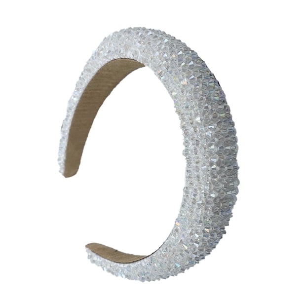 Sonducket Diademas con cuentas de cristal con purpurina, tocado de punto Flexible para el cabello, tocado para mujer, fiesta, colorido brillante Accesorio para el cabello Blanco Sonducket AP010971-01B