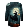 thumbnail image 5 of QATAINLAV Halloween Shirts for Woman Novelty Print 3/4 Sleeve Crewneck Pullover Vacation Holiday Fashion Tops Bronze XXXXXL, 5 of 6