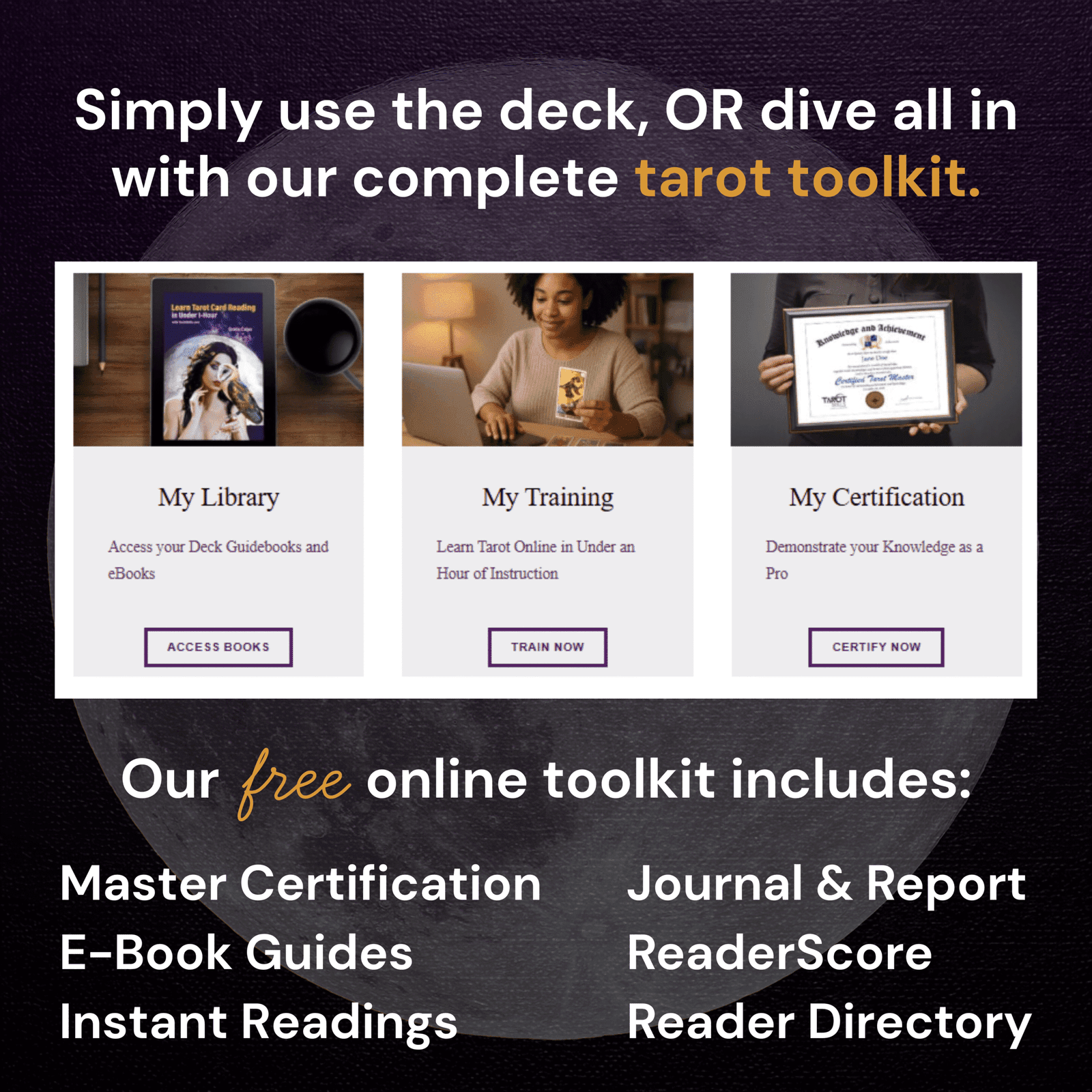 Tarot Skills Star Kissed Tarot Deck, Tarot Cards with Meanings on Them Including “Golden Dawn” Astrology Zodiac and Planets, Keywords, Reversed, Elements