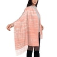 thumbnail image 3 of Women's Fashion Tassel Scarf, Pink Textured Background Long Shawl, Lightweight and Warm, 3 of 9