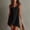 Black, variant on PRINxy Women's V Neck Spaghetti Strap Fringe Trim Cotton Linen Dress Asymmetric Hem Casual Short Dress for Summer Beach Vacation Black XL