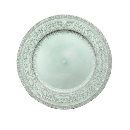

Pack of 1 Lace Embossed Acrylic Plastic Charger Plate - Light Turquoise for Wedding Baby Shower Bridal Shower Anniversary Banquets Housewarmings Holiday Celebration Catered Events