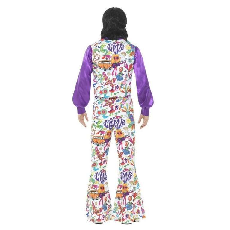 60s Groovy Hippie Costume Adult White Purple 60s Groovy Hippie Costume Adult White Purple