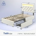 thumbnail image 2 of Greenstell Twin Bed Frame with 4 Drawers, Upholstered Platform Bed with LED Adjustable Storage headboard & Charging Station, Black, 2 of 7