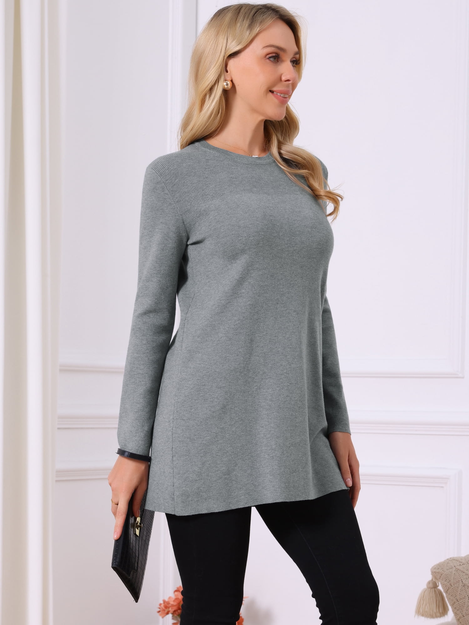 DARING DIVA Pullover Sweater Crewneck Long Sleeve Top M Grey