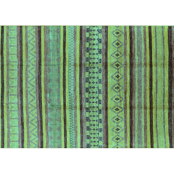 Ahgly Company Indoor Rectangle Solid Turquoise Blue Modern Area Rugs, 2' x 4'