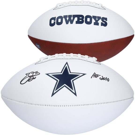 Emmitt Smith Dallas Cowboys Autographed Franklin White Panel Football with "HOF 10" Inscription - Fanatics Authentic Certified