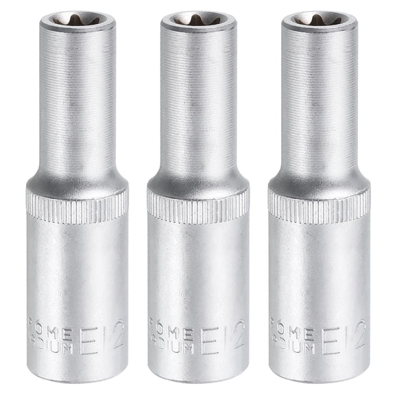 3pcs E-Torx Socket 1/2" Drive E12 External Torx Deep Socket CR-V Star Socket