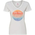thumbnail image 3 of Inktastic Lake Vibes Distressed Retro Sunset Women's V-Neck T-Shirt, 3 of 5