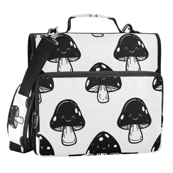 ALAZA Zipper Binder Black Mushrooms 3 Ring Trapper Keeper File Folder Organizer Bag