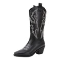 thumbnail image 6 of Knee High Cowboy Boots for Women Fleece Lined Embroidered Western Chunky Heel Wide Calf Tall Cowgirls Boots, 6 of 9