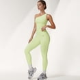 thumbnail image 7 of Women's One Shoulder Cropped Active Tank Top with Asymmetrical Neckline - Medium, Green, 7 of 7