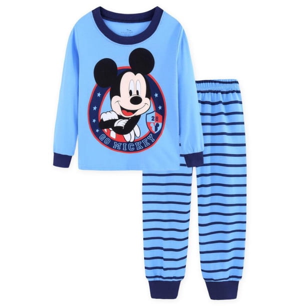 Pijamas de manga larga para niños y niñas, ropa de dormir de algodón de Mickey, conjuntos de ropa para bebés, novedad de 2023