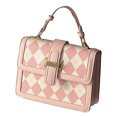 thumbnail image 2 of Bolso rosa de uso diario para fiestas y viajes, correa ajustable, bolso geométrico con diamantes elegante de tamaño único, 2 of 8