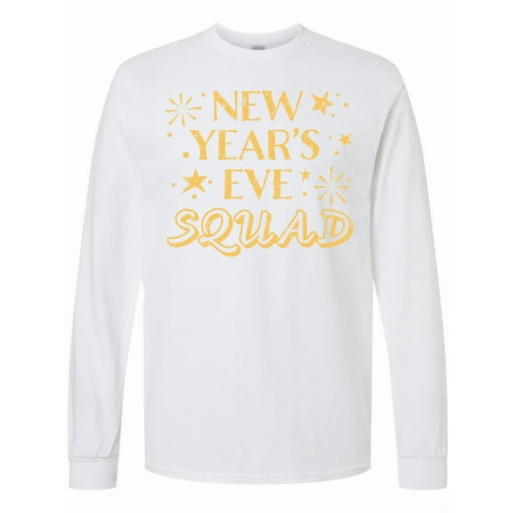 Inktastic New Year's Eve Squad with Stars in Gold Long Sleeve T-Shirt