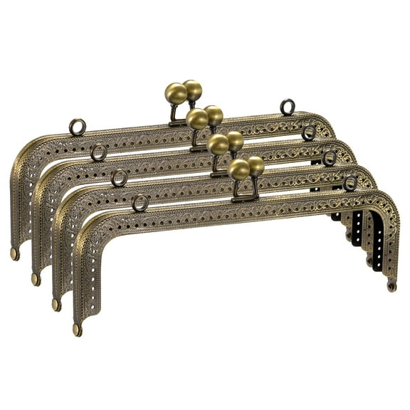 Uxcell Metal Purse Frames, 8.1" 4Pack Kiss Lock Clasp Frame for Coin Bag Sewing DIY, Bronze