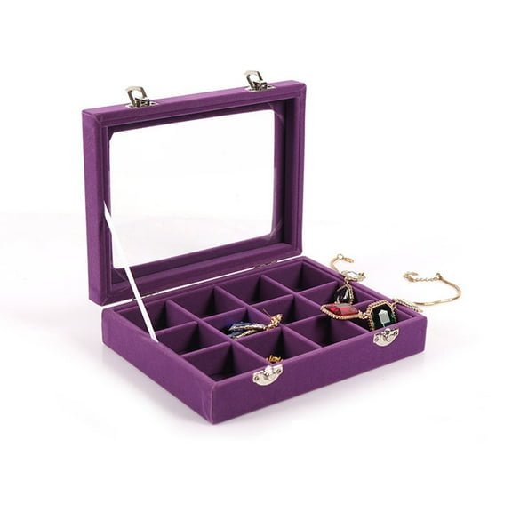 YSNOOWE 1Set Purple Wooden Jewelry Container with for Jewelry Storage Case and Display