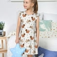 thumbnail image 4 of Saiise Rabbit And Squirrel Pattern Girls Flutter Sleeve Nightgown Soft Pajama Dress Knee-Length Sleepwear Comfort Playtime Home Party-Medium, 4 of 6
