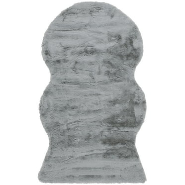 SAFAVIEH Faux Sheep Skin Alexus Geometric Area Rug, Grey, 4' x 6'