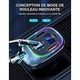 thumbnail image 5 of Coche Bluetooth, [Cargador rápido PD de 30 W+QC 3.0] [Micrófono dual y refuerzo de graves más fuerte] Transmisor FM Bluetooth 5.0 con retroiluminación de 8 colores y soporte U Dis, 5 of 5