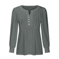 thumbnail image 4 of BLVB Womens Fall Spring Shirts V Neck Button Pleated Long Sleeve Tunic Tops Casual Ladies Going out Blouse Tees, 4 of 5