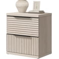 thumbnail image 2 of SICOTAS Fluted 2 Drawer Nightstands for Bedroom, Modern Wooden Bedside Tables with Drawers & Black Handles, Light Grey, 2 of 7