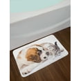 thumbnail image 2 of Dog and Cat Bath Mat, Close up Picturesque of Sniffing Animals, Plush Bathroom Decor Mat with Non Slip Backing, 29.5" X 17.5", White Caramel Pale Taupe, by Ambesonne, 2 of 2