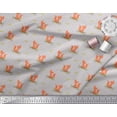thumbnail image 2 of Soimoi Gray Cotton Voile Fabric Tribal Fox & Dots Printed Fabric 1 Yard 42 Inch Wide, 2 of 3