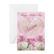 CafePress - Sister Mother's Day Card With Pink Roses - Greeting Card, Blank Inside Matte