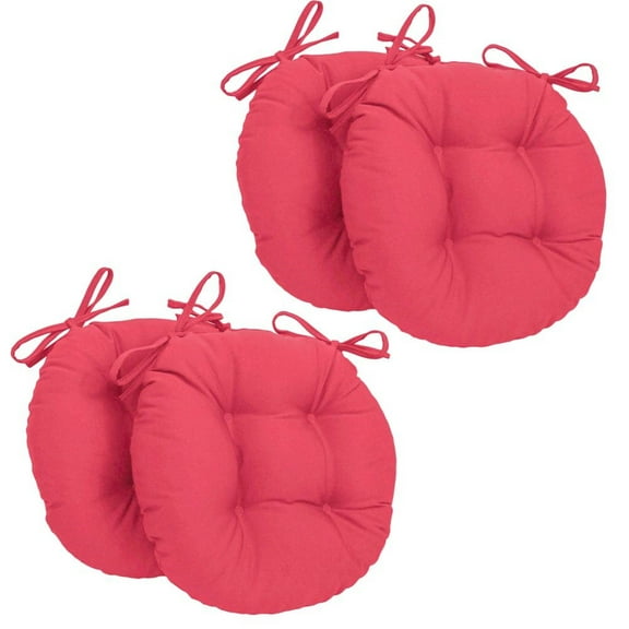 16-inch Solid Twill Round Tufted Chair Cushions (Set of 4)