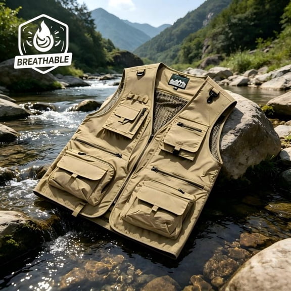 Outdoor Fishing Vest, Men's Lightweight Breathable Mesh Sleeveless Vest！cool！