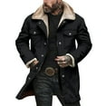 thumbnail image 3 of Zedker Winter Coats for Mens Vintage Cowboy Suede Jacket Plush Collar Coats Faux Leather Zip Up Casual Retro Winter Tops Black M, 3 of 9